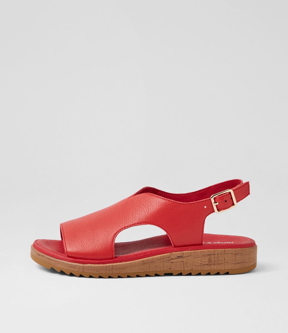 Olingos Red Leather Sandals