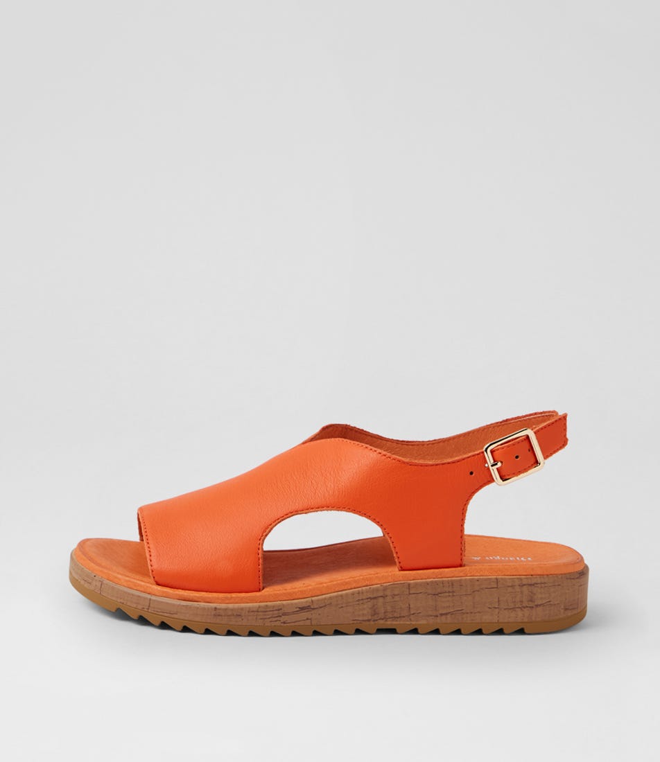 Olingos Orange Leather Sandals