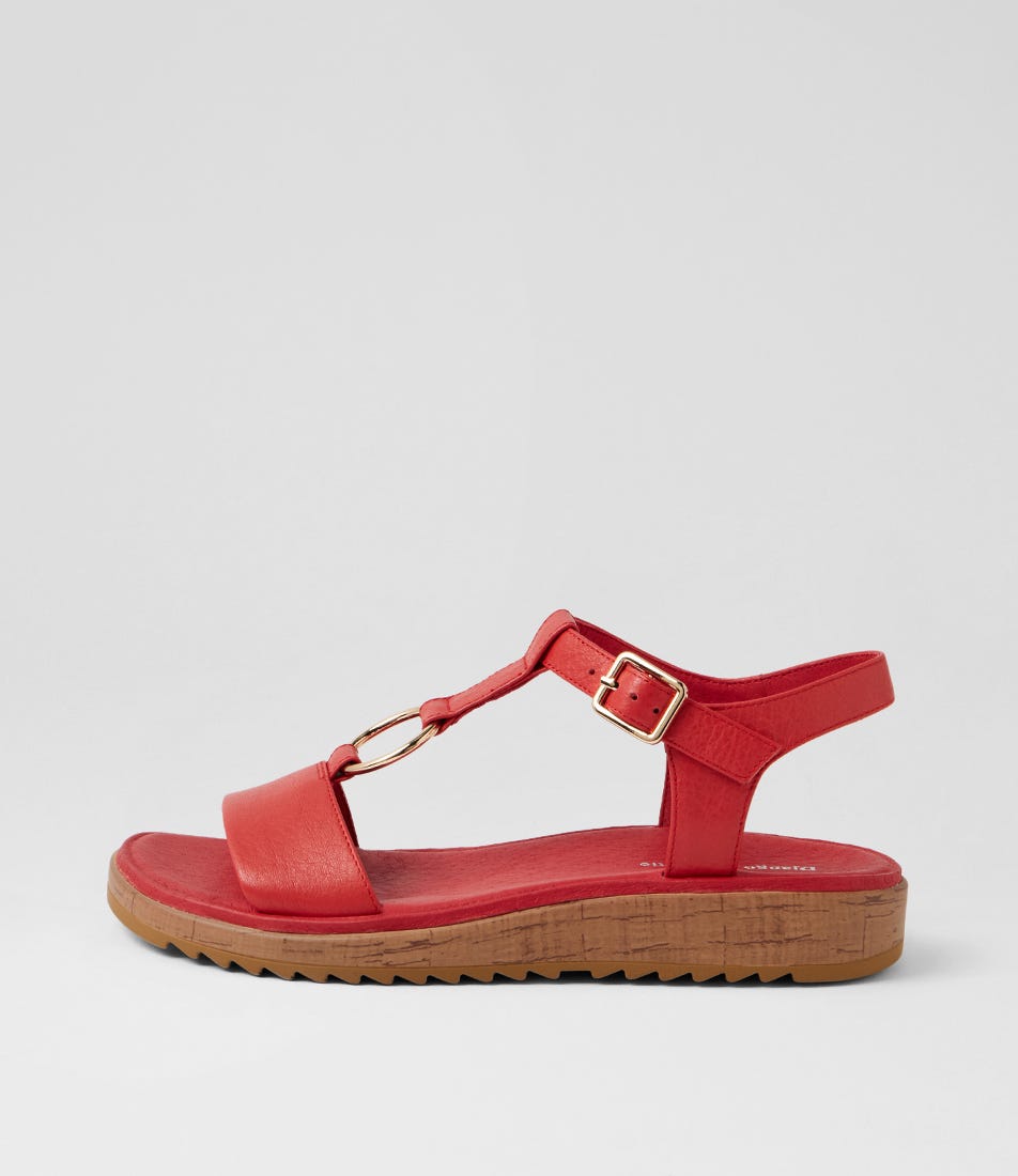 Onights Red Leather Sandals