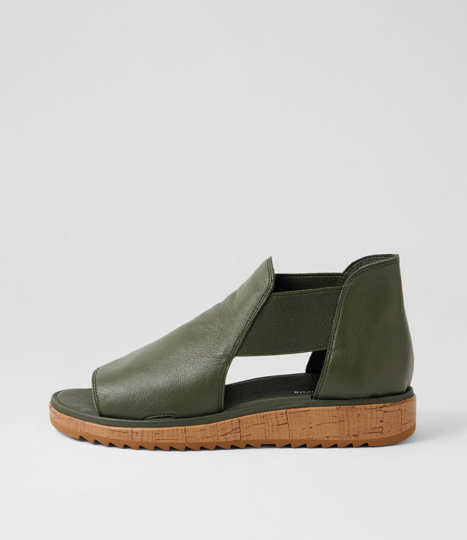 Oddat Olive Gum Leather Sandals