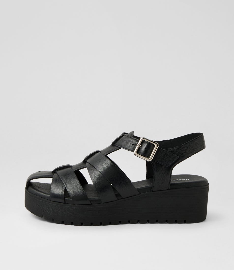 Olenka Black Leather Sandals