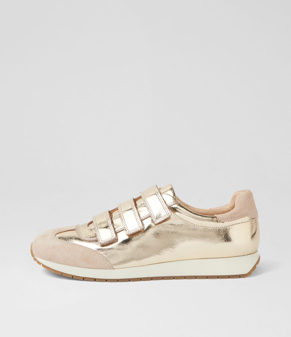 Pelia Beige Gold Suede Sneakers