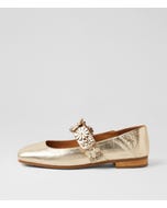 Pheasant Pale Gold Leather Flat Shoes