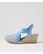Rafella Denim White Stripe Fabric Elastic Wedges