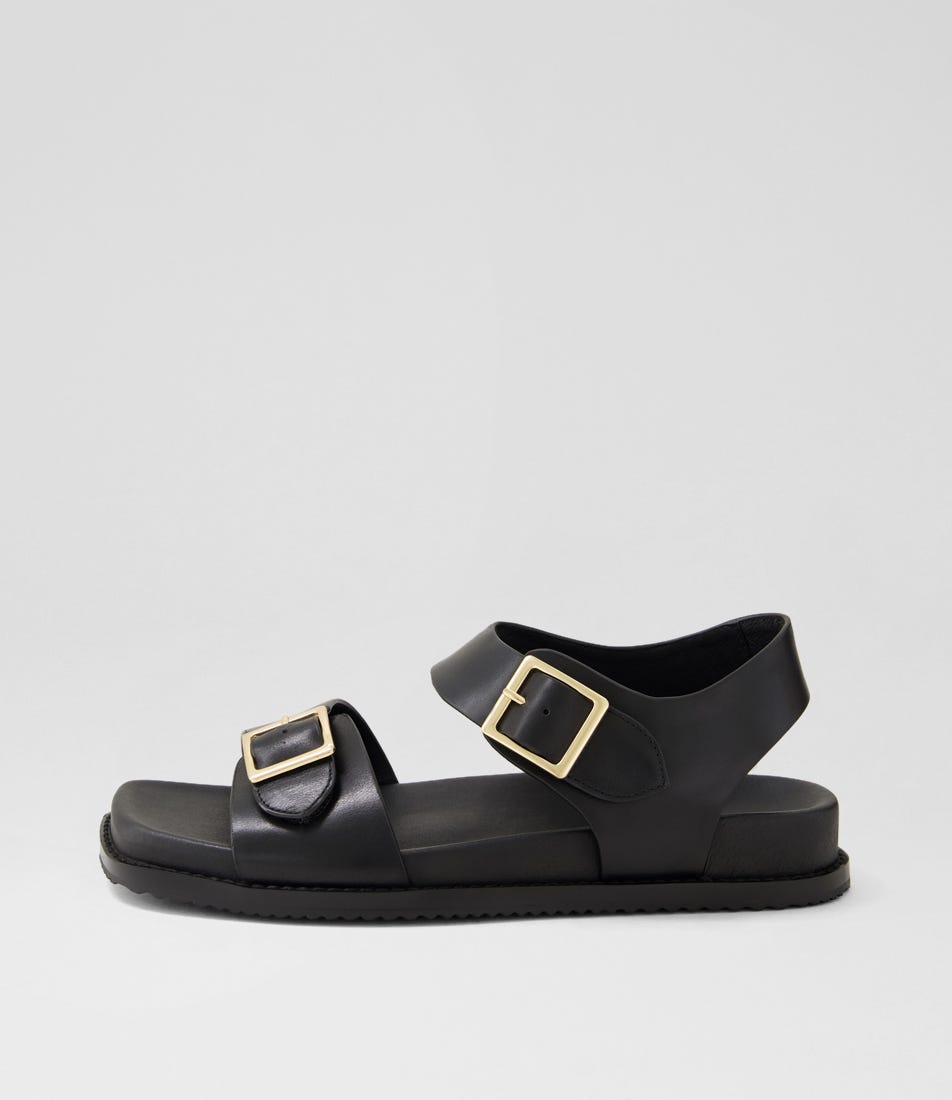 Raven Black Leather Sandals