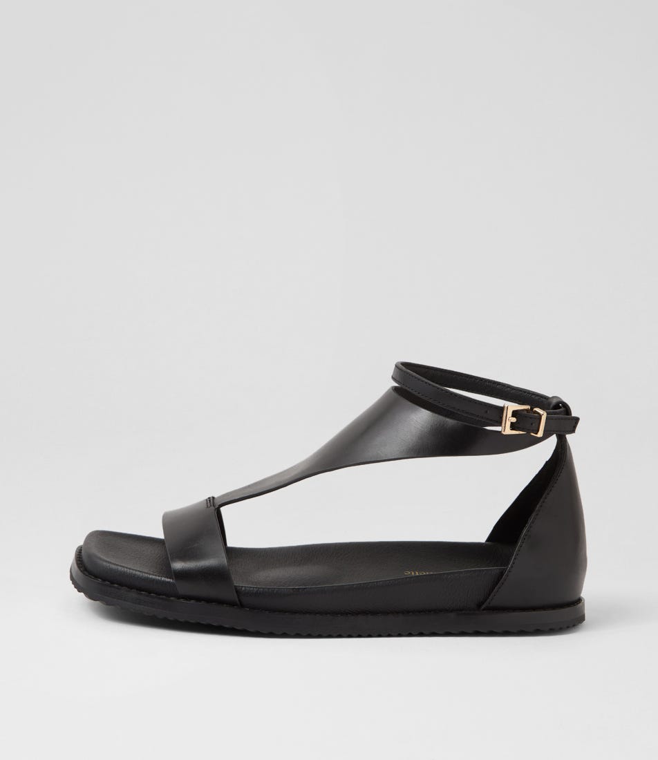 Rileya Black Leather Sandals