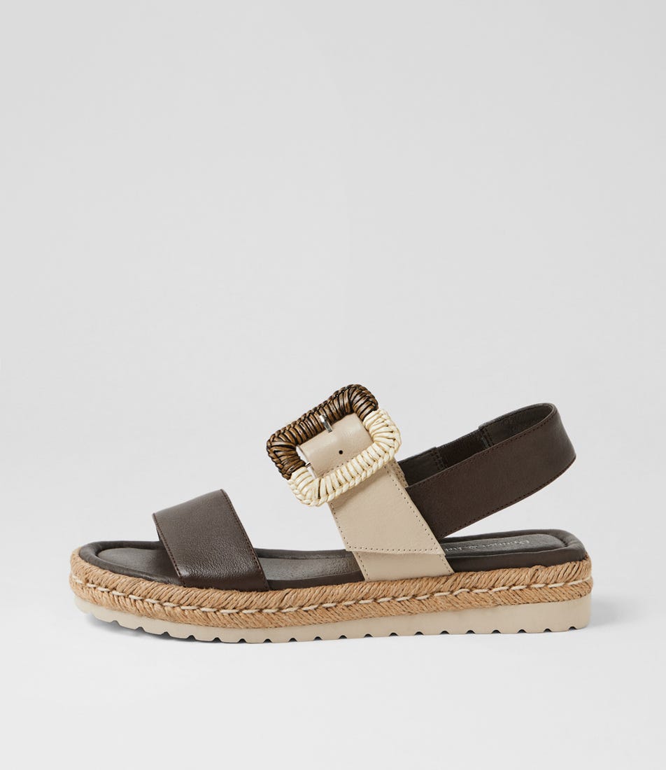 Shachar Choc Almond Leather Sandals