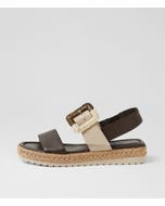 Shachar Choc Almond Leather Sandals