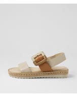 Shachar Almond Dark Tan Leather Sandals