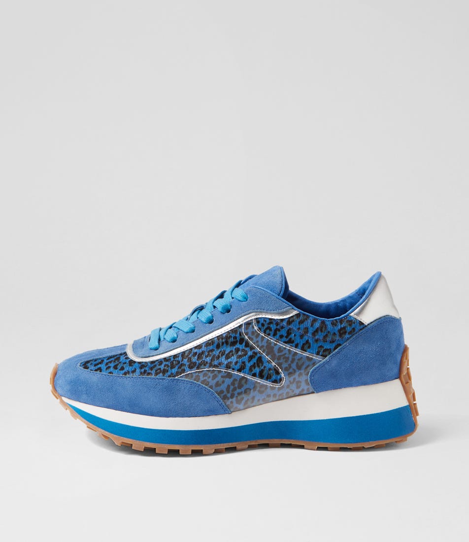 Siran Cobalt Leopard Suede Sneakers