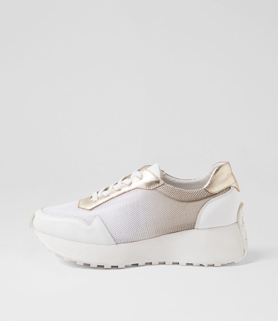 Shelie White Pale Gold Multi Leather Sneakers