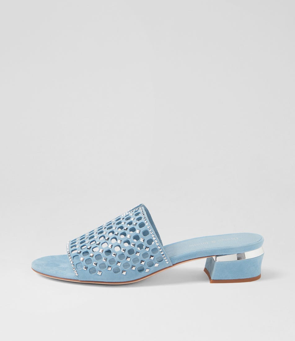 Tropics Denim Silver Suede Jewels Sandals