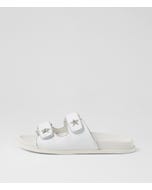 Toloo White Silver Leather Slides