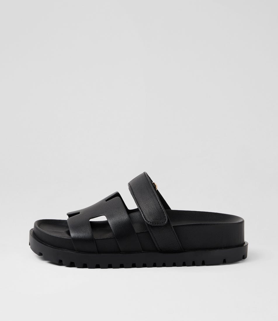 Upol Black Leather Sandals