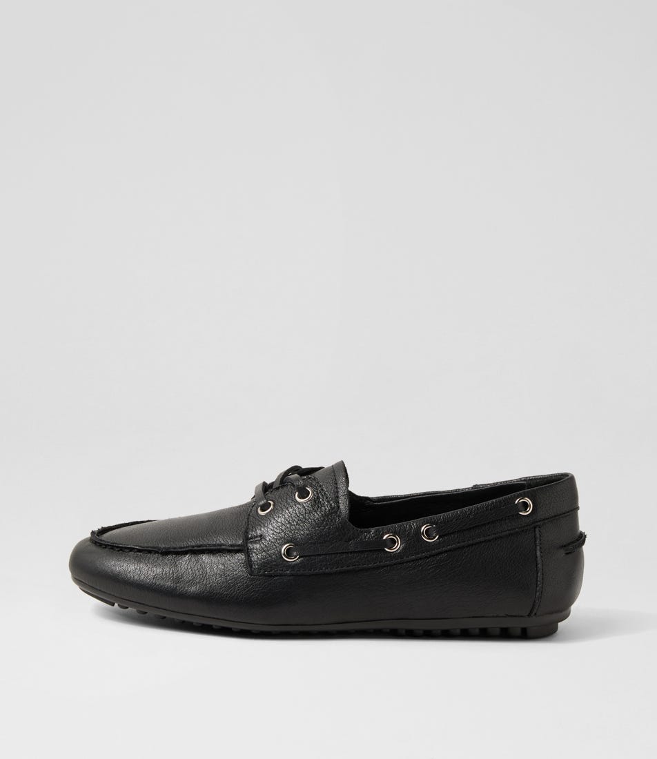 Vermonts Black Leather Flat Shoes