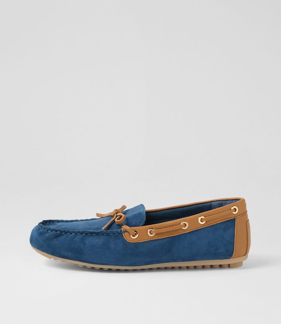 Valleries Light Navy Dark Tan Suede Loafers
