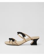 Vikia Gold Black Jewels Leather Sandals