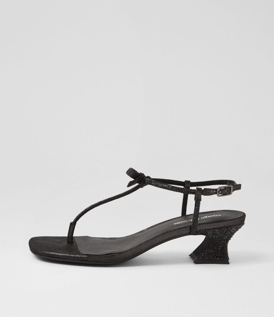 Viona Black Leather Sandals