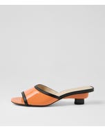Vikkey Black Light Orange Leather Sandals