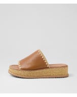 Vibe Dark Tan Leather Slides