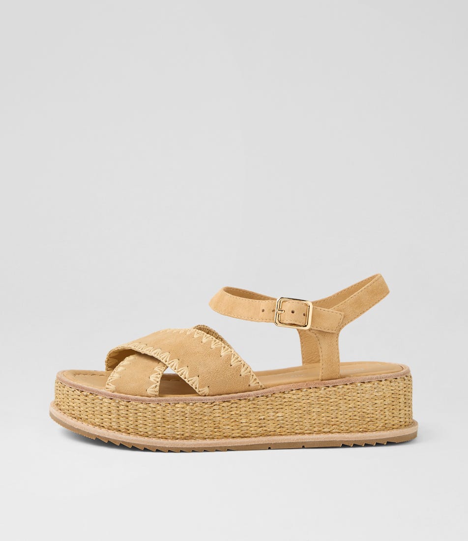 Viviens Light Camel Suede Sandals