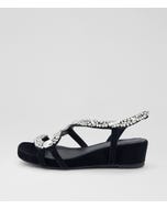Winnona Black Silver Suede Sandals