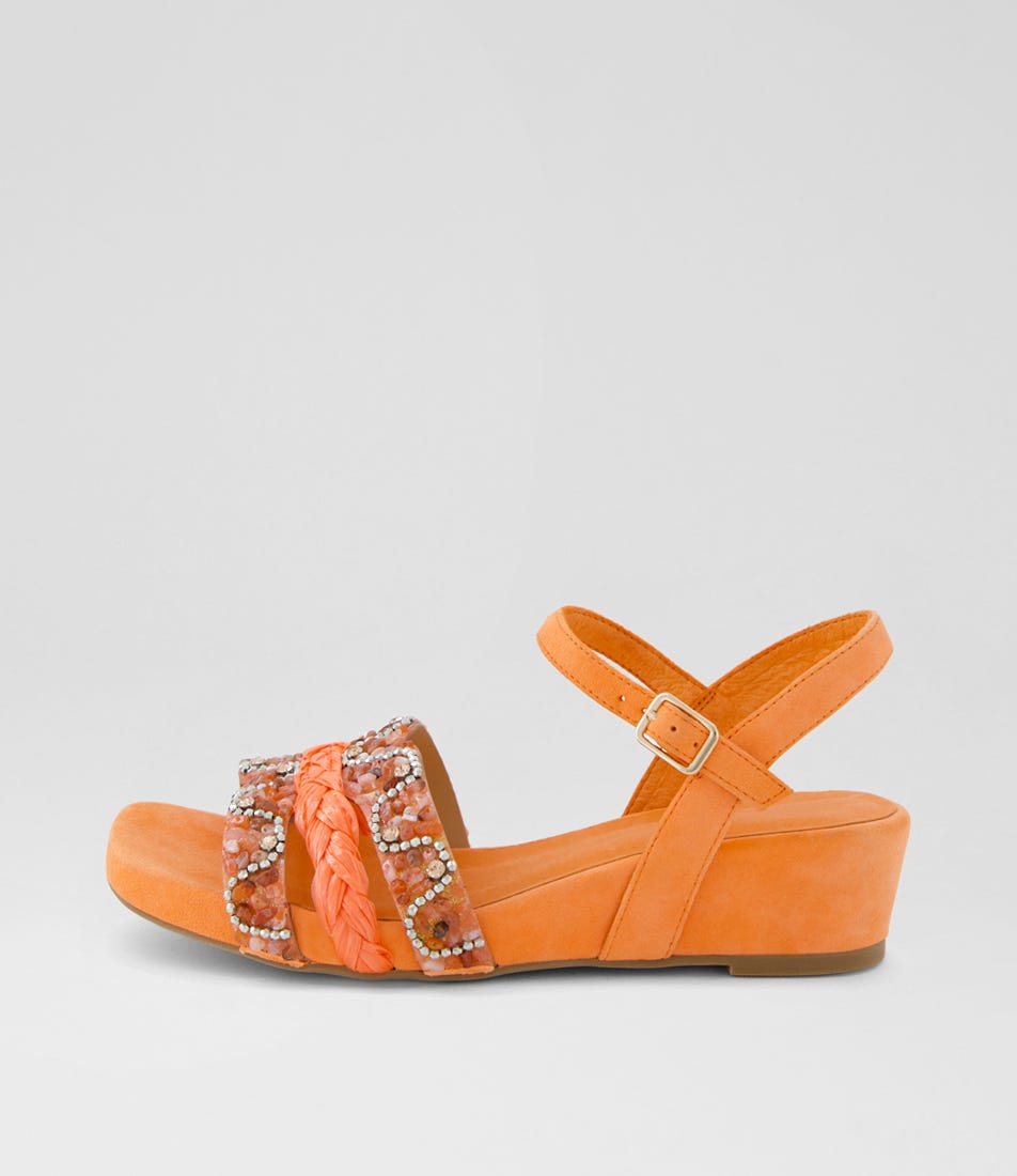 Whitni Light Orange Leather Sandals