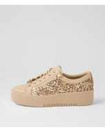 Walgin Camel Leopard Leather Sneakers