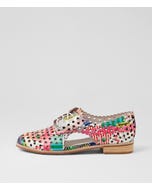 Adalina Collage 2 Print Patent Leather Lace Up Flats