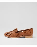 Ariah Dark Tan Leather Flat Shoes