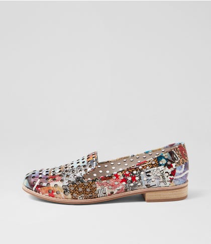 Ariah Collage Print Patent Leather Loafers
