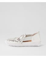 Habikio White Shimmer Silver Leather Jewels Sneakers