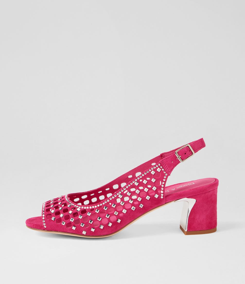 Jackey Fuchsia Silver Suede Jewels Sandals