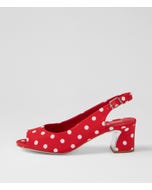 Jackiest Red White Spot Fabric Sandals