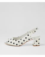 Jackiest White Black Spot Fabric Sandals