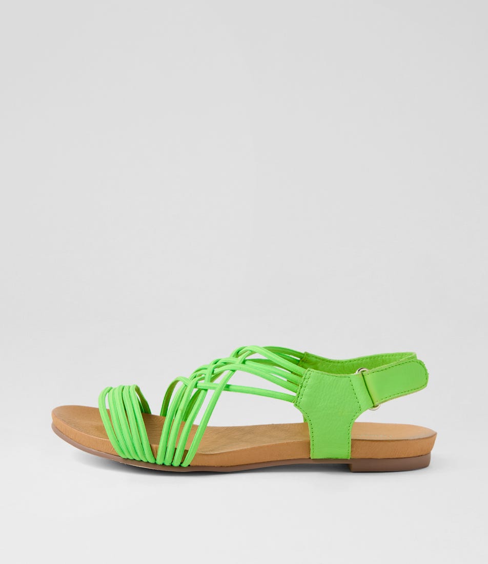 Jadel Lime Elastic Leather Sandals