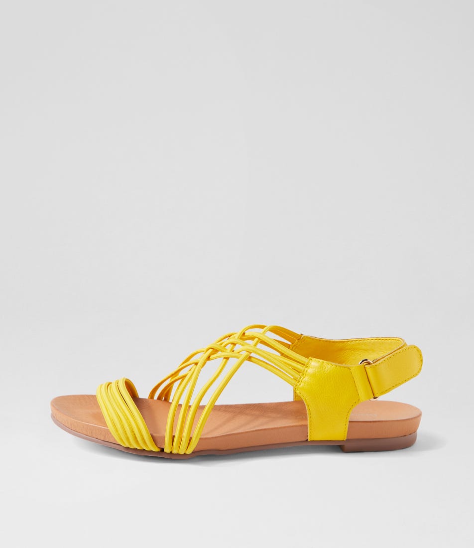 Jadel Yellow Elastic Leather Sandals
