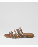 Linea Light Choc Multi Suede Slides
