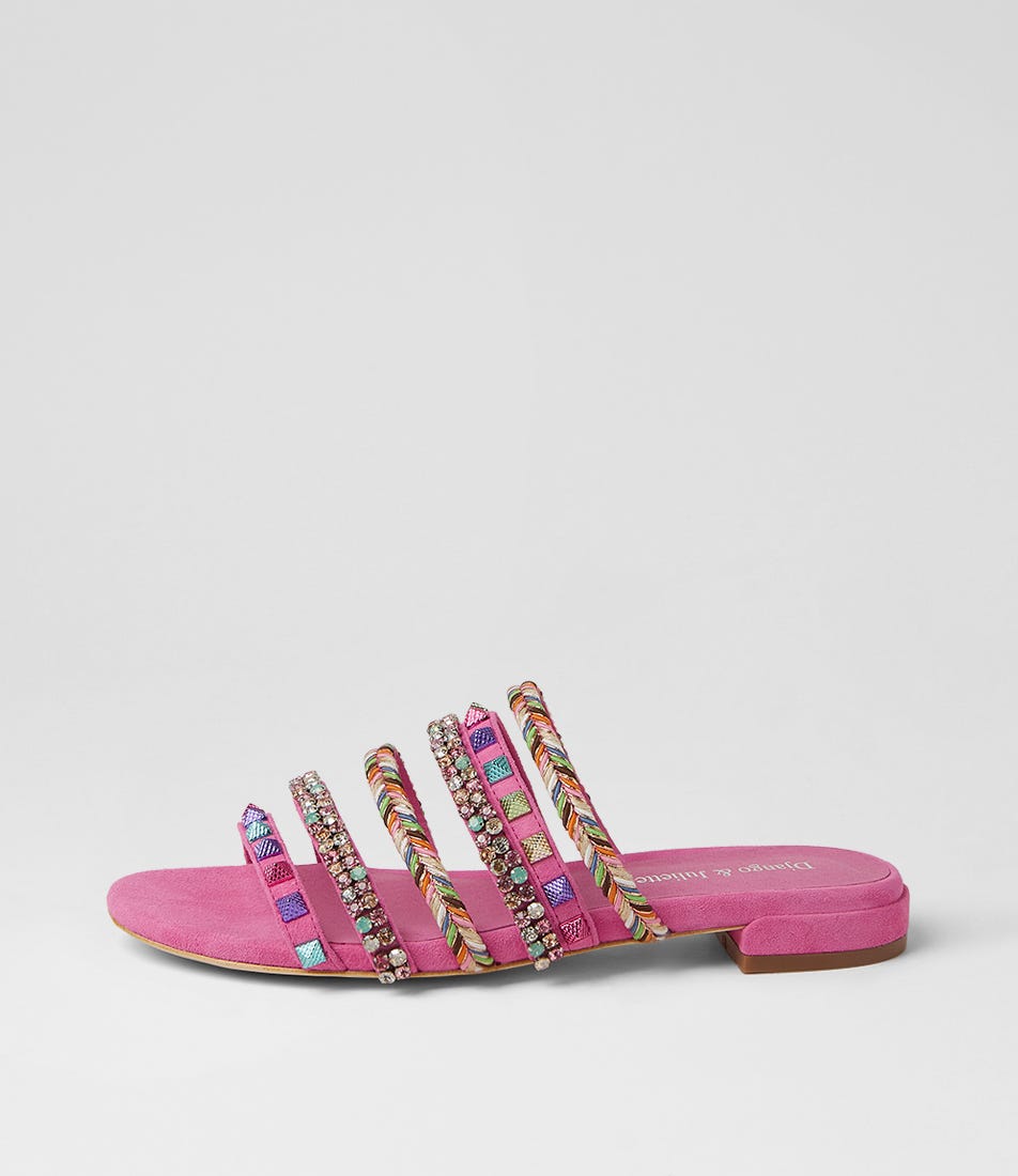 Linea Pink Multi Suede Slides