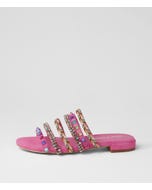 Linea Pink Multi Suede Slides
