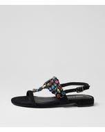 Lacoya Black Bright Suede Jewels Sandals