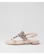 Lacoya Nude Pastel Suede Jewels Sandals