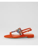 Lacoya Orange Bright Suede Jewels Sandals