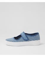 Lynae Dark Denim Silver Fabric Jewels Sneakers
