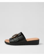 Merials Black Leather Sandals