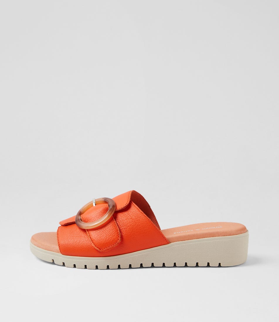 Merials Orange Almond Leather Sandals