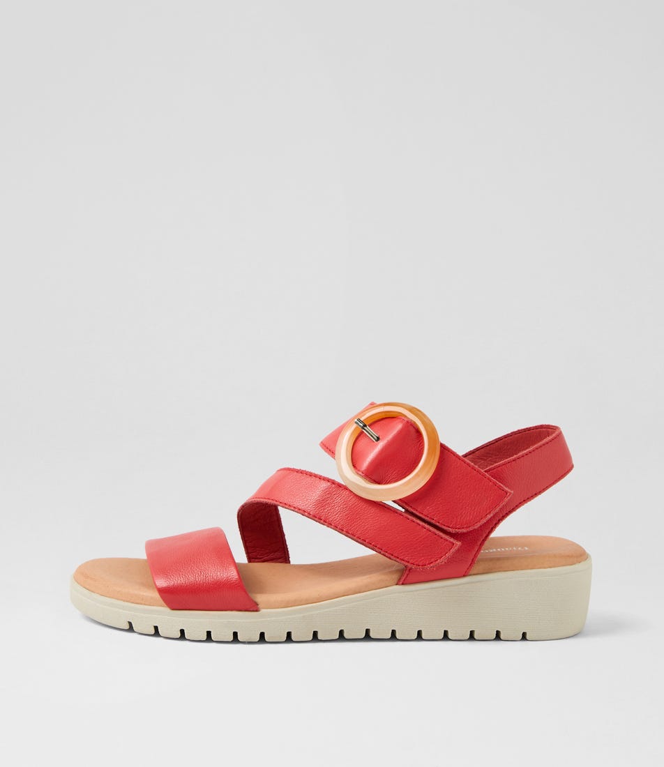 Marve Red Almond Leather Sandals