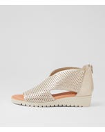 Mutan Beige Gold Almond Wash Leather Sandals