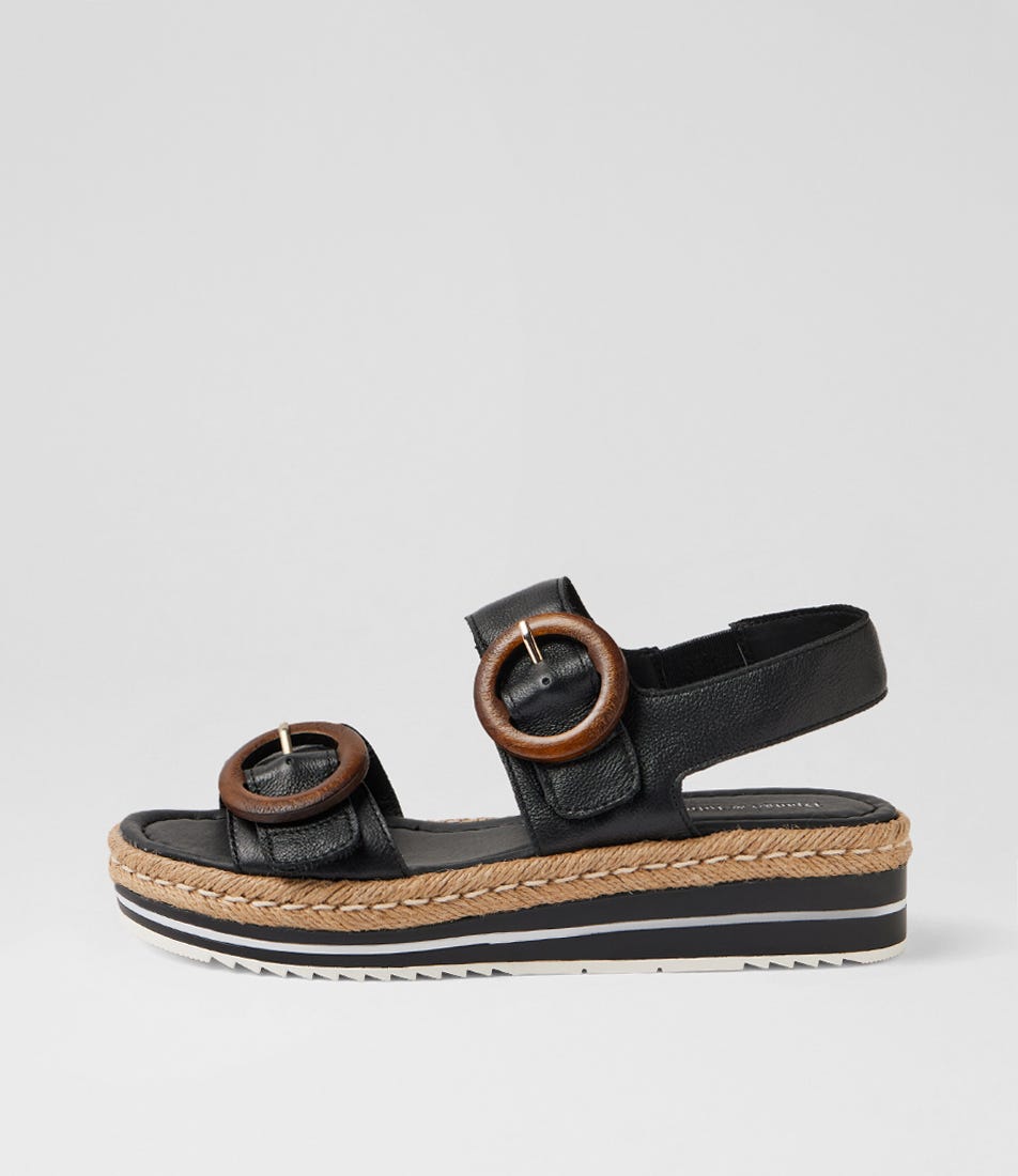 Aswell Black Leather Sandals