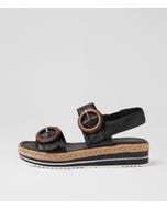 Aswell Black Leather Sandals